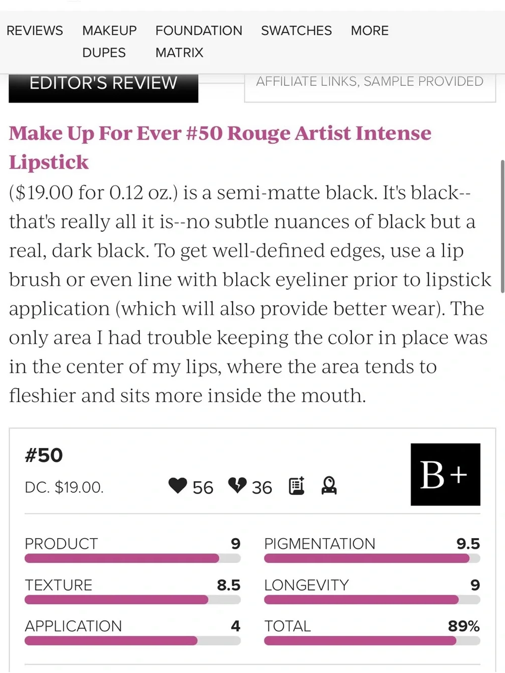 Makeup Forever Black Lipstick Creamy Matte Noir